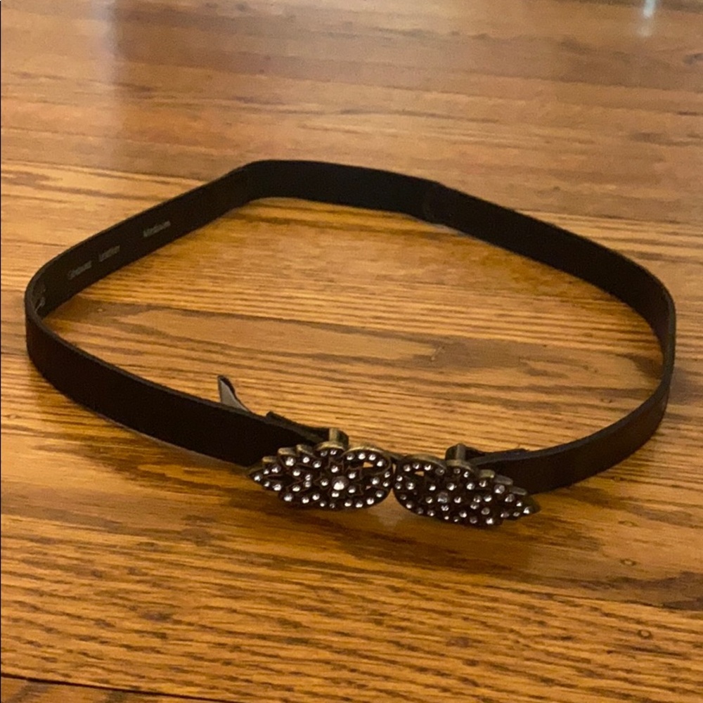 FOSSIL Leather Belt With Rhinestone Clasp